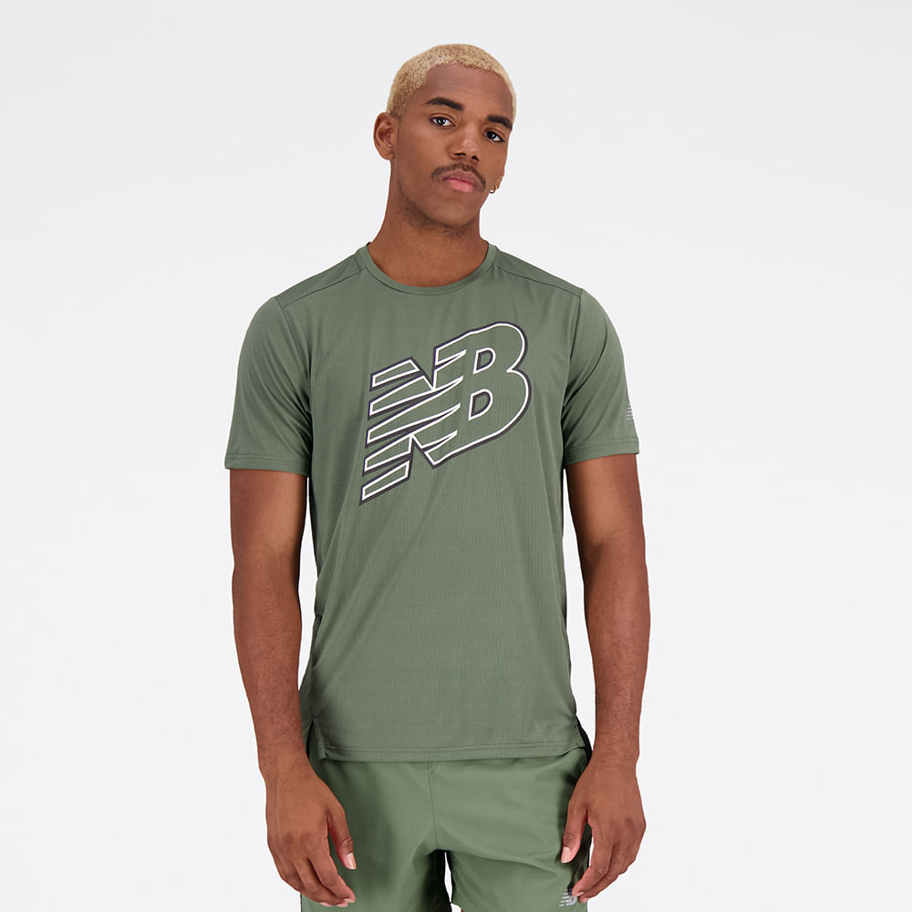 Camiseta New Balance Impact Run Masculina Verde