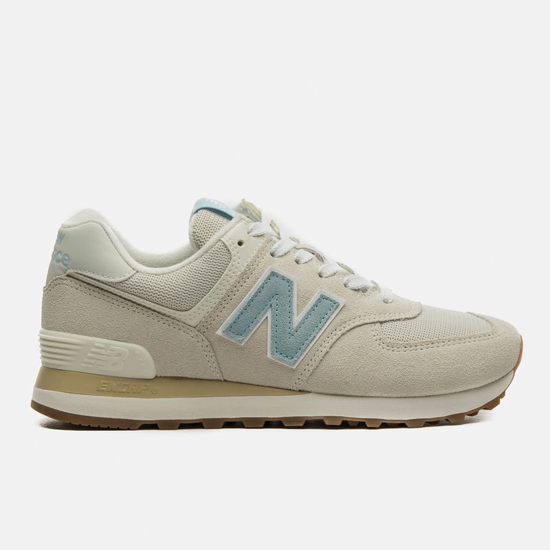 Casual Feminino New Balance 574 Feminino Cinza Tênis Couro New