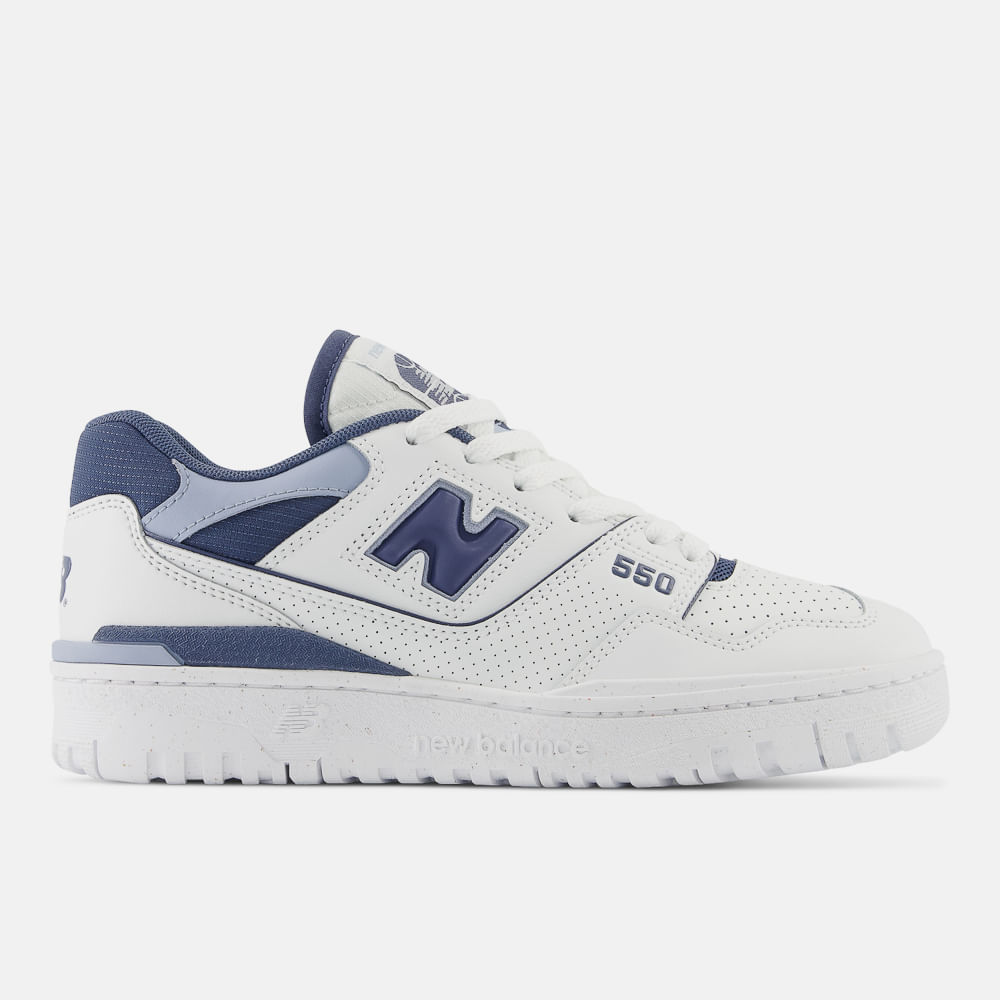 Tenis Branco e Azul Escuro Casual Feminino 550 New Balance